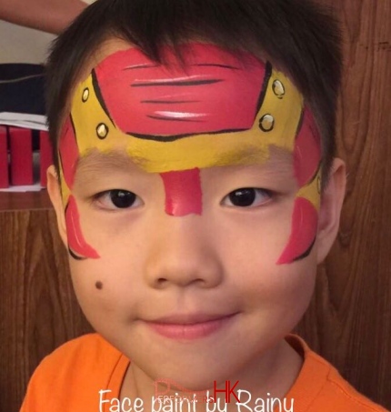 Face painting with Iron man 