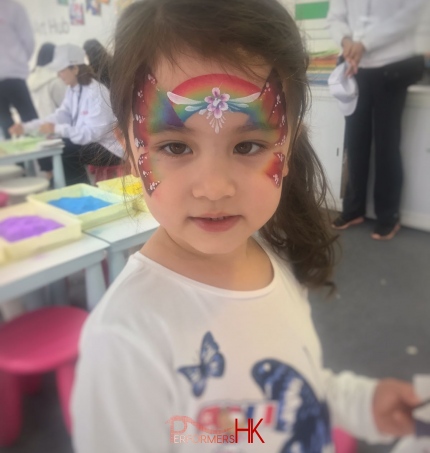 face painting with rainbows