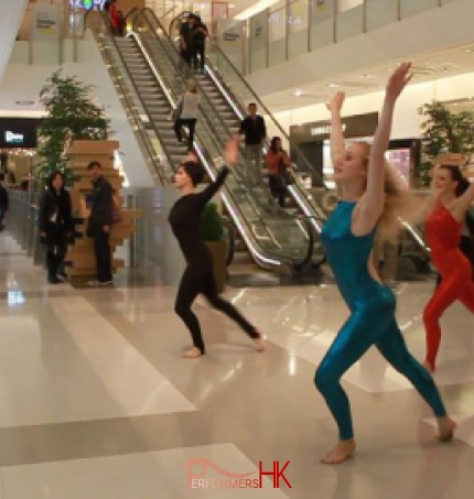 dancers performing modern dance for shoppers at K11 in Hong Kong