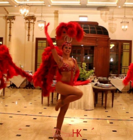 3 dancers during performance in Hong Kong