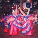 Can can dancers for SOHO Hong Kong performance with tricolre costumes. 