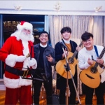 santa martin at a private event with a band in sha tin hk