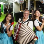 Accordion player with Beer girls at Oktoberfest event for Ritz Carlton Hong Kong 