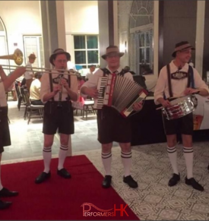 German band in Hong Kong playing for an event celebrating oktoberfest