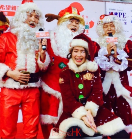 3 local chinese santas and 1 santa girl