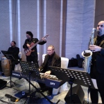 performance in hotel with performers from hong kong, jazz quartet with percussionist performance