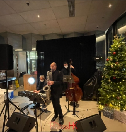 hkjc hong kong event jazz band booked by performance hk, musicians wearing black outfit, playing jazz music